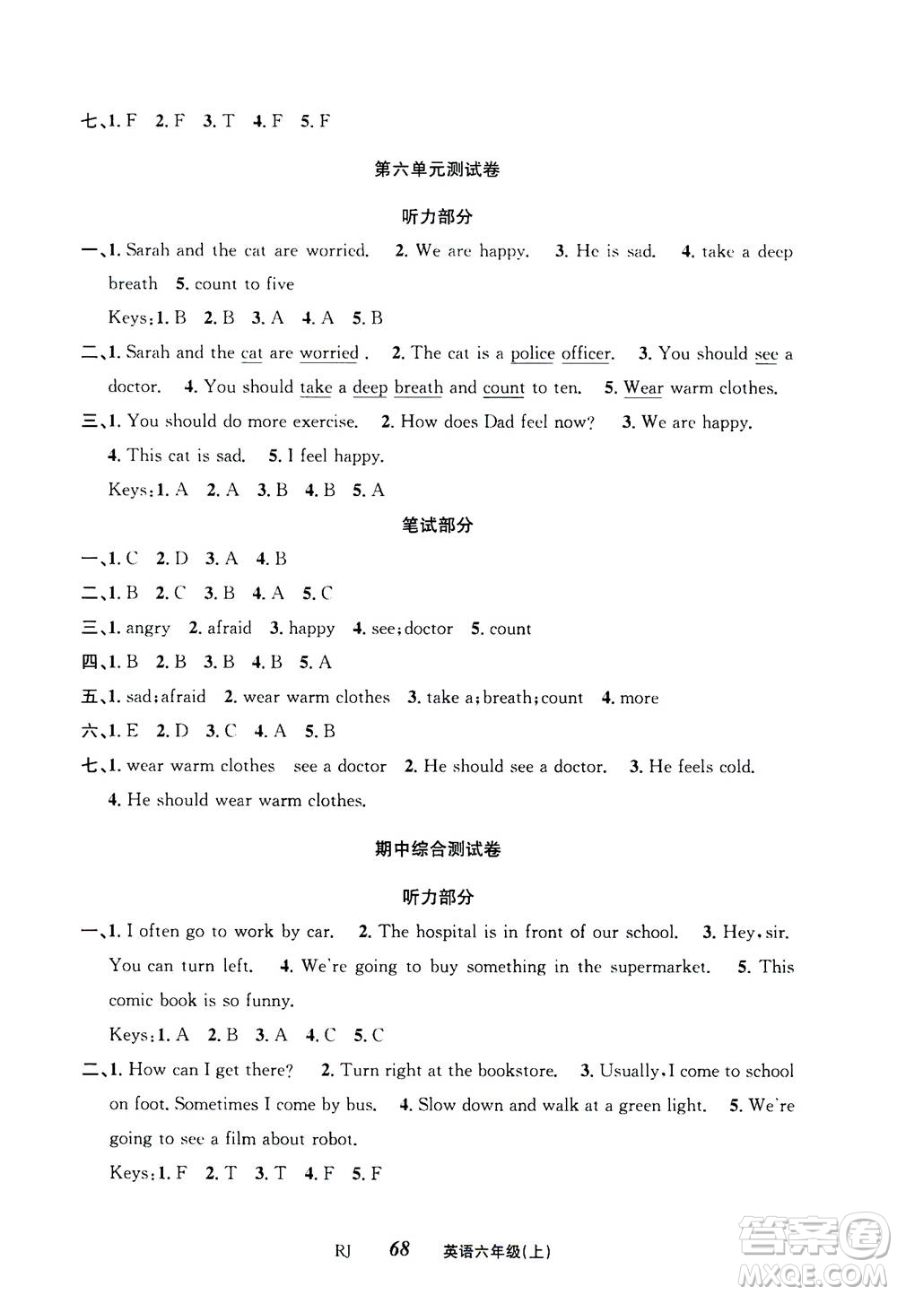 云南科技出版社2020年創(chuàng)新成功學(xué)習(xí)同步導(dǎo)學(xué)英語六年級上RJ人教版答案