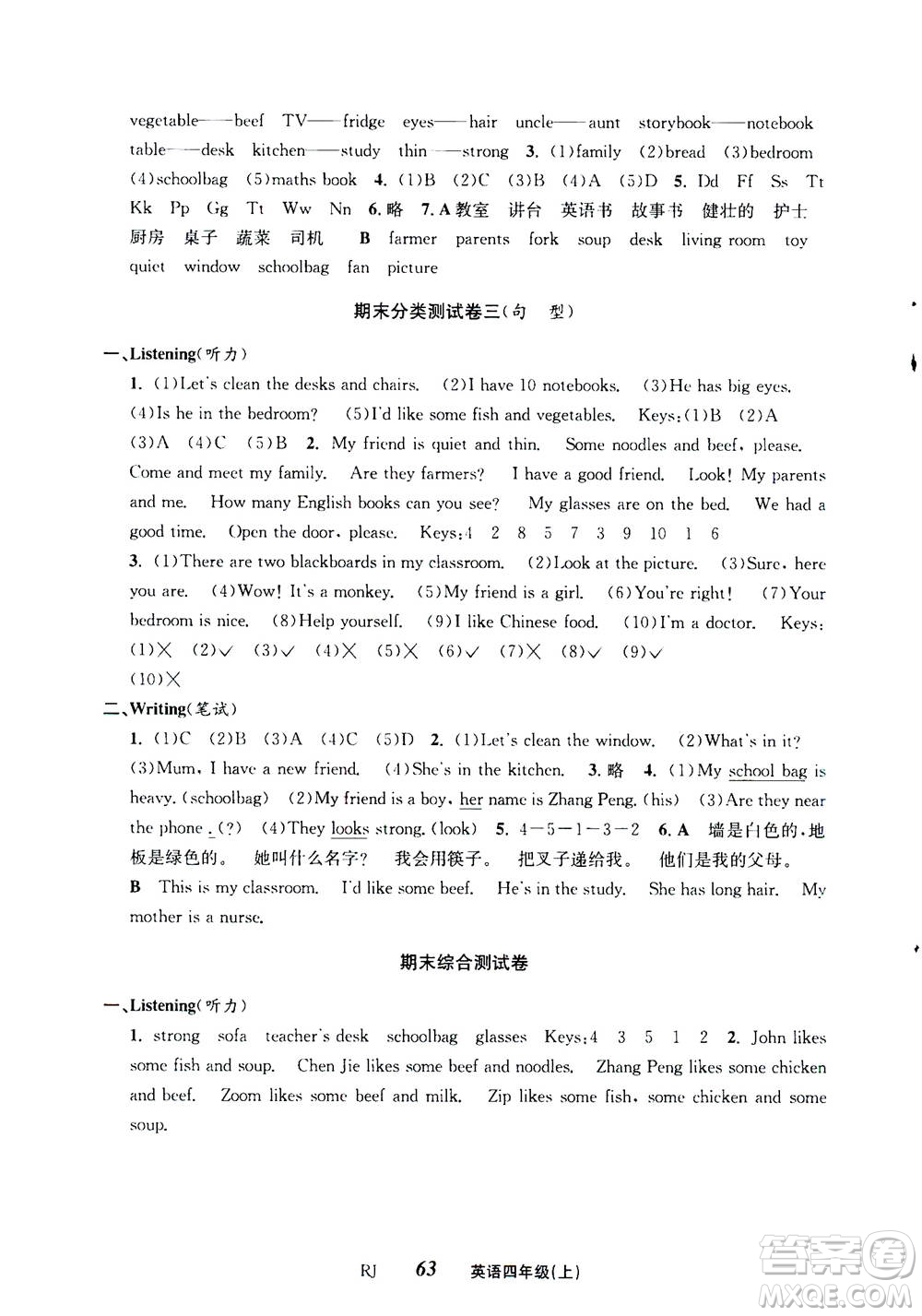 ?云南科技出版社2020年創(chuàng)新成功學(xué)習(xí)同步導(dǎo)學(xué)英語四年級上RJ人教版答案