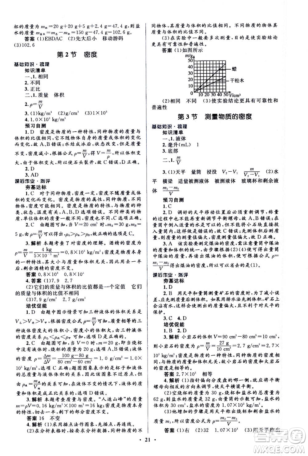 人民教育出版社2020年人教金學(xué)典同步解析與測評學(xué)練考物理八年級上冊人教版答案