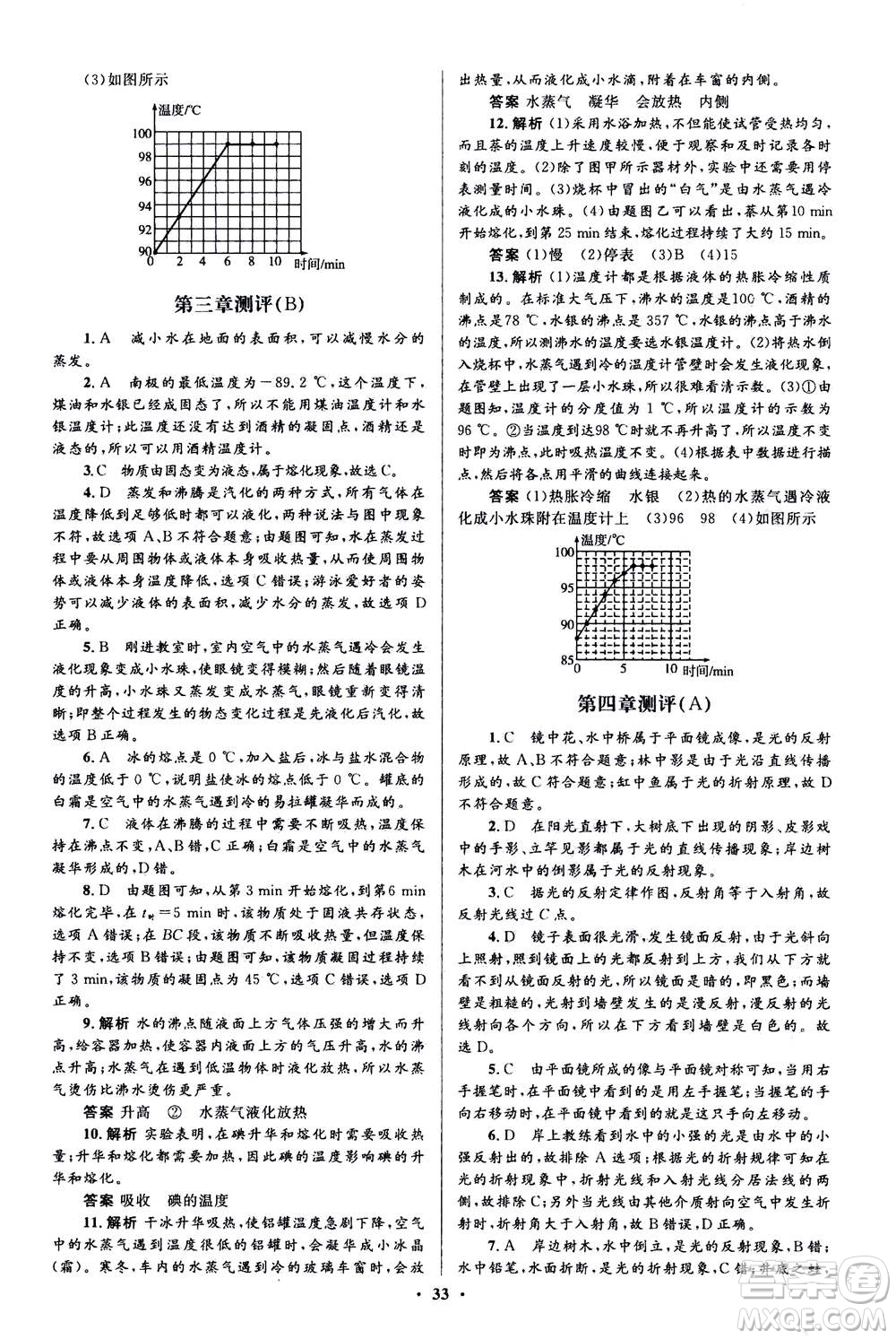 人民教育出版社2020年人教金學(xué)典同步解析與測評學(xué)練考物理八年級上冊人教版答案