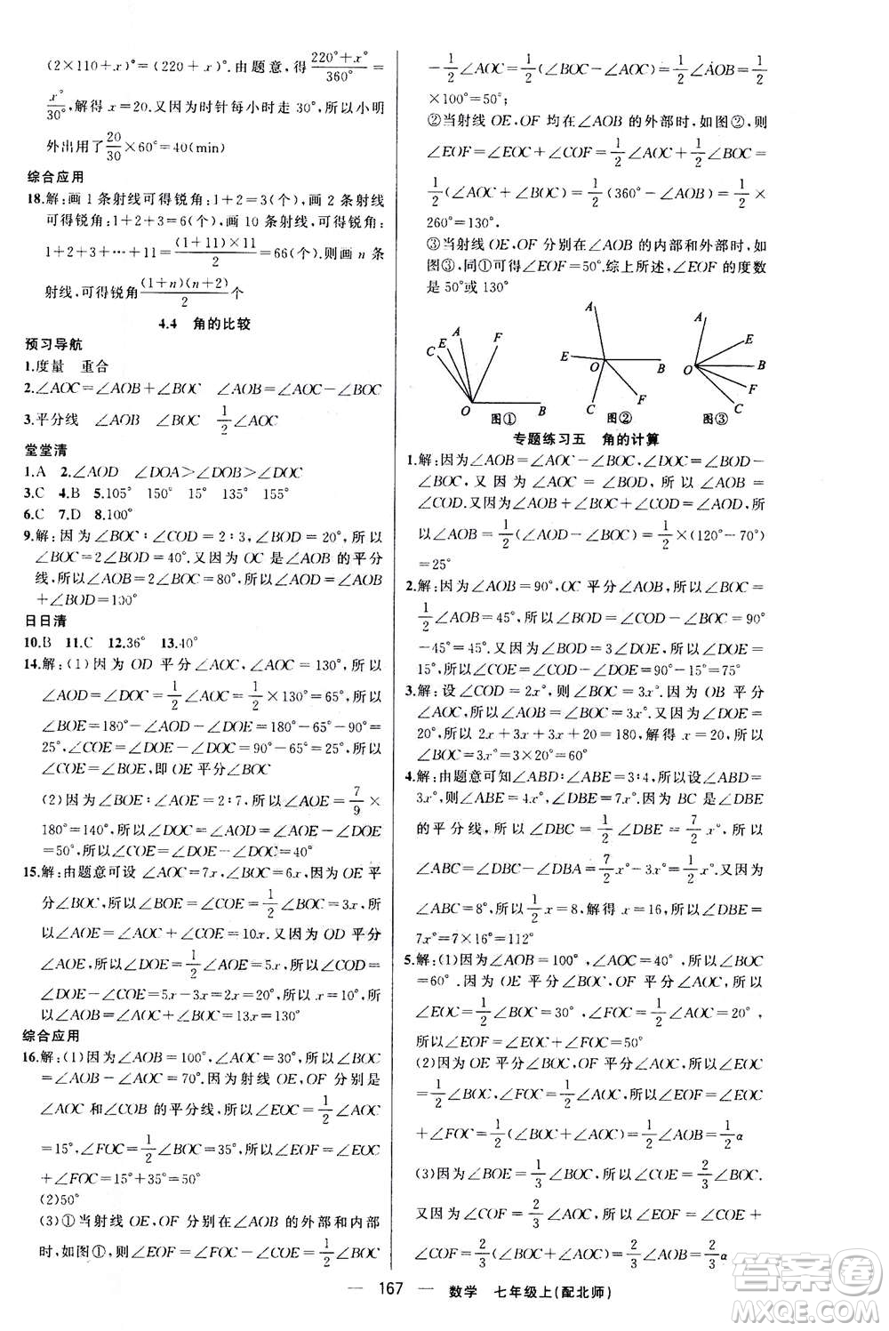 新疆青少年出版社2020年四清導(dǎo)航數(shù)學(xué)七年級上冊北師大版答案