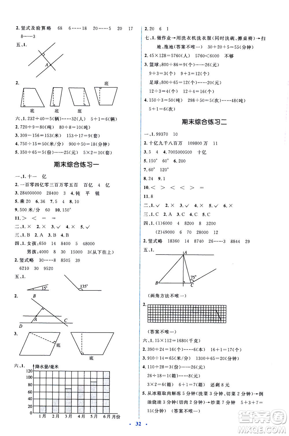 2020年人教金學典同步解析與測評學練考數(shù)學四年級上冊人教版答案