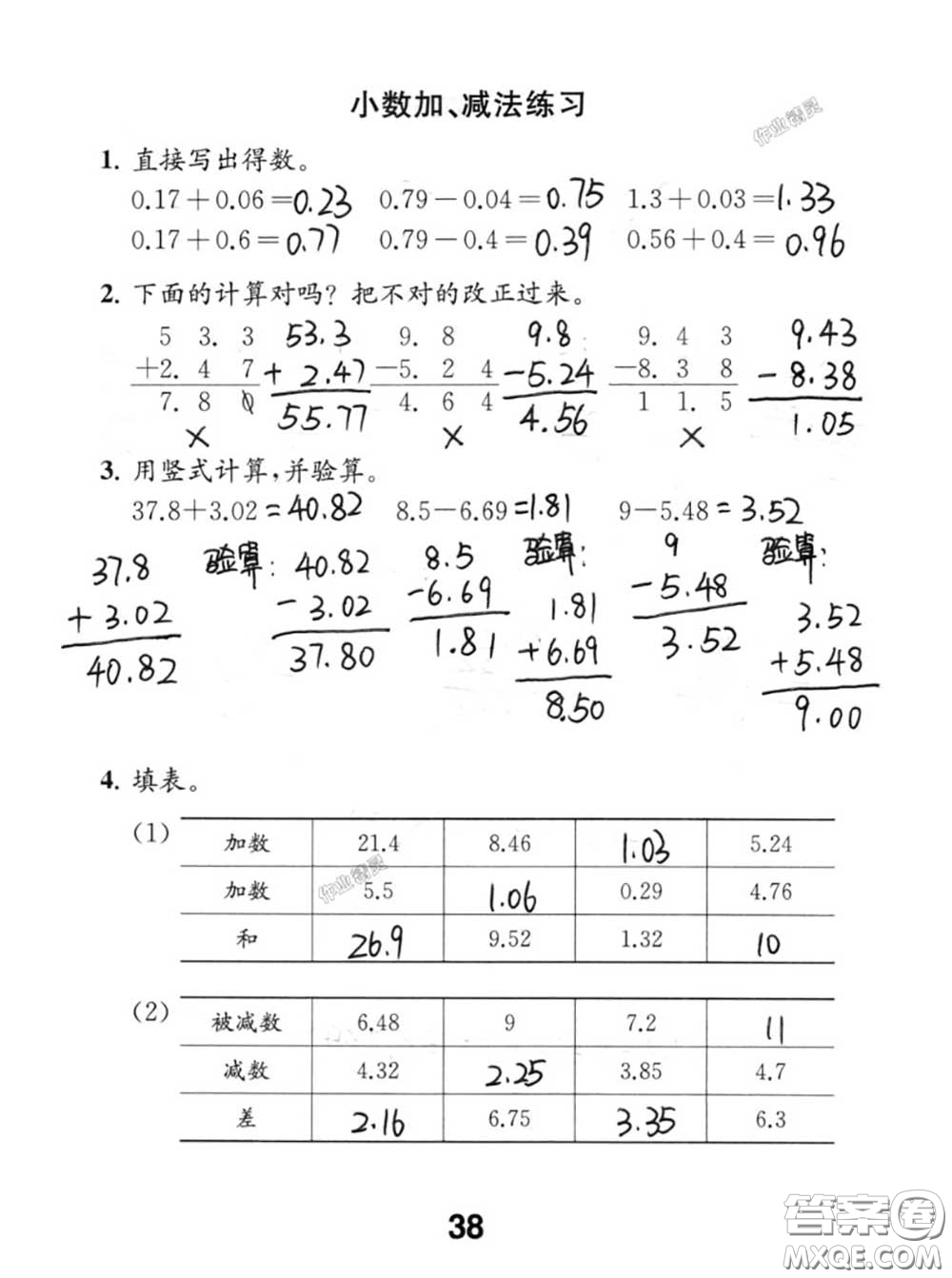 江蘇鳳凰教育出版社2020數(shù)學(xué)補充習(xí)題五年級上冊人教版參考答案