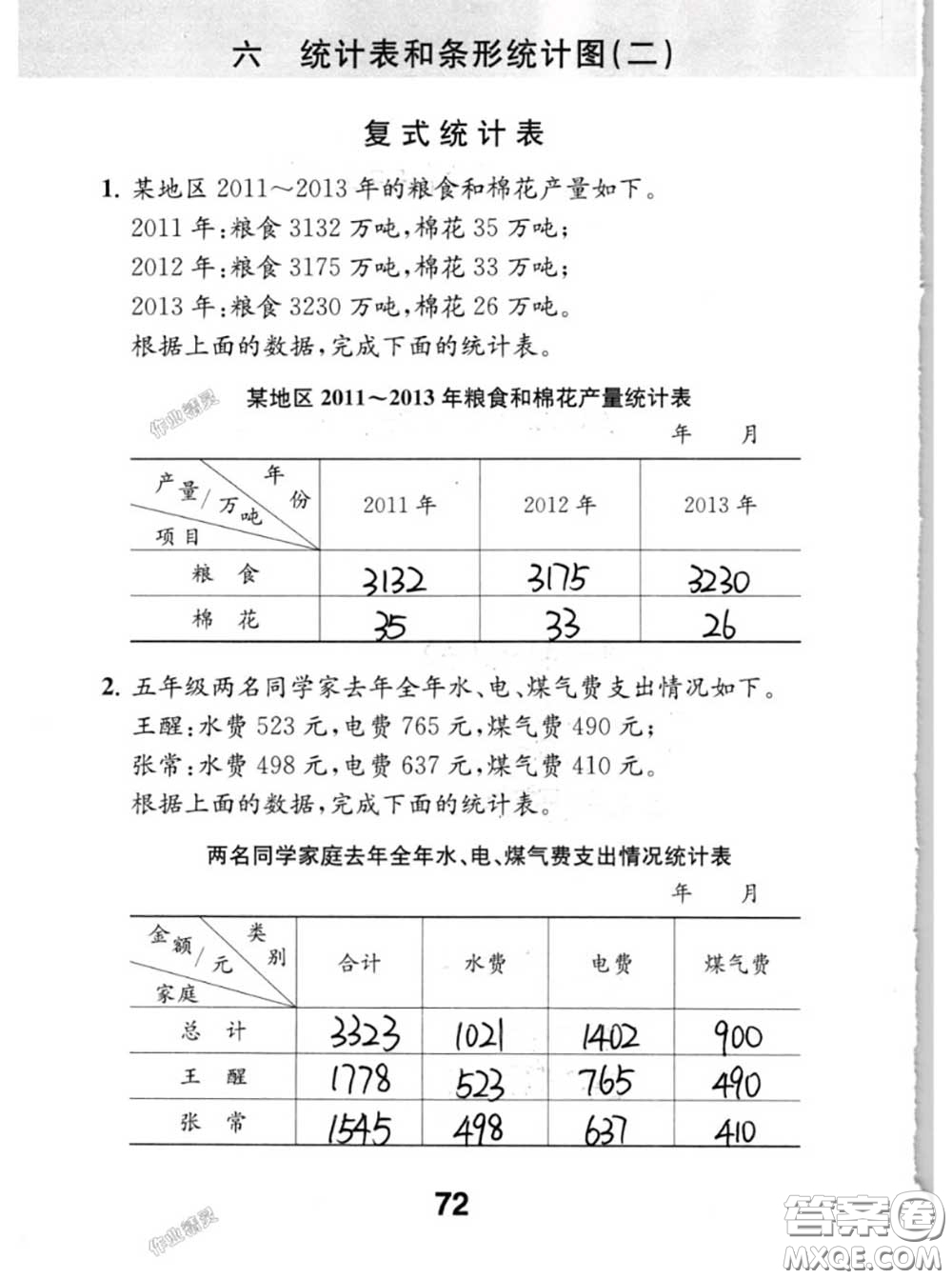 江蘇鳳凰教育出版社2020數(shù)學(xué)補充習(xí)題五年級上冊人教版參考答案