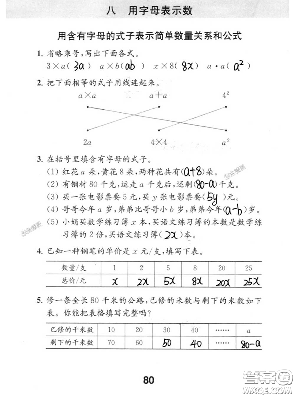 江蘇鳳凰教育出版社2020數(shù)學(xué)補充習(xí)題五年級上冊人教版參考答案