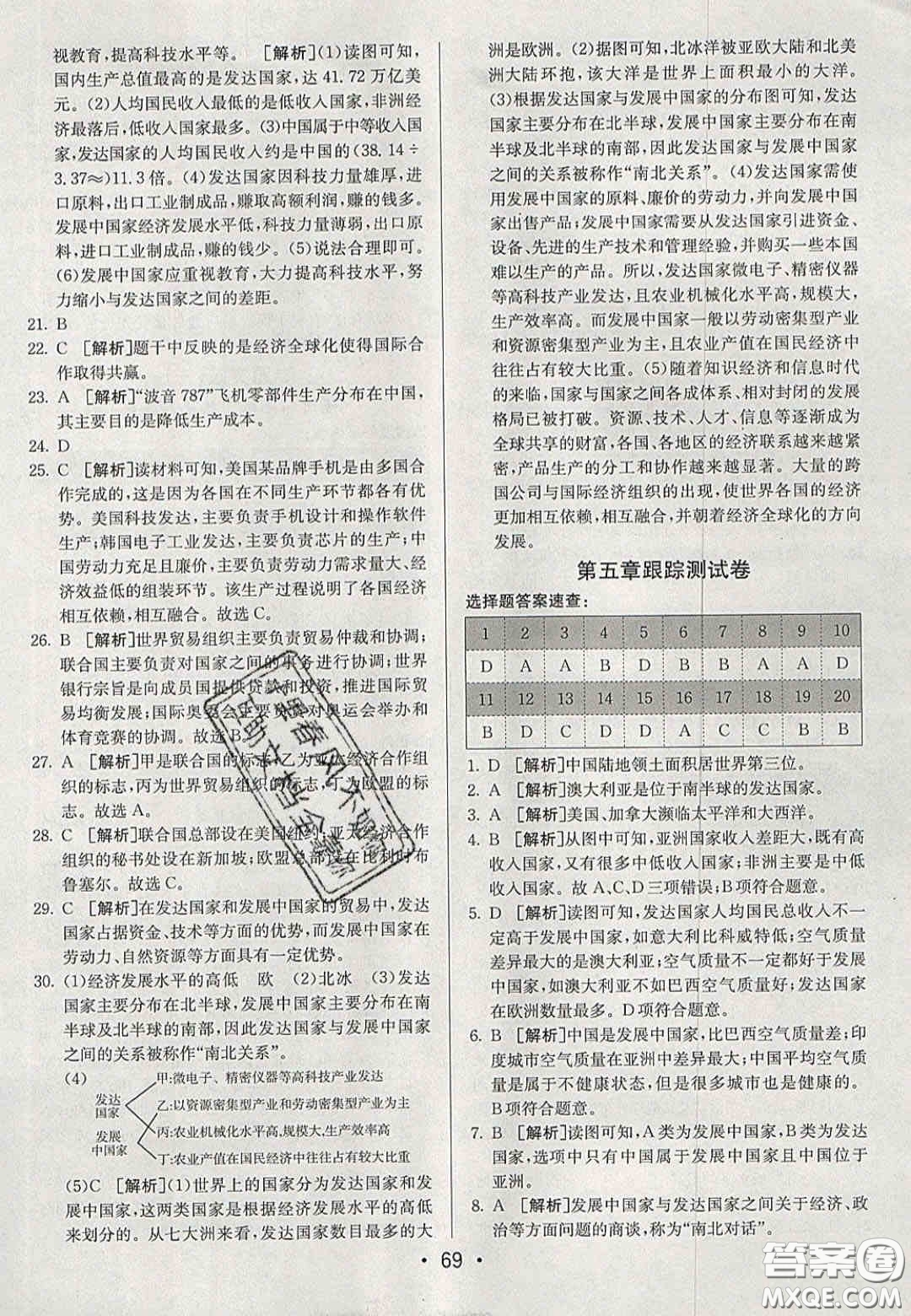 2020年期末考向標(biāo)海淀新編跟蹤突破測(cè)試卷七年級(jí)地理上冊(cè)湘教版答案