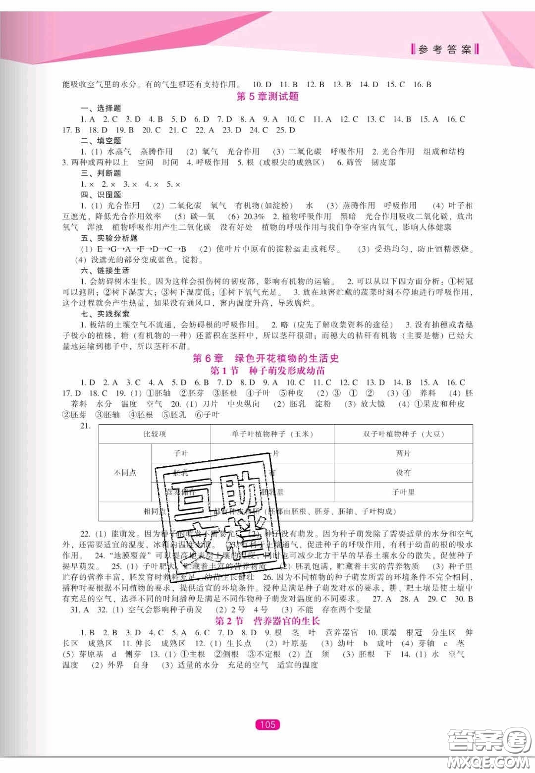 遼海出版社2020新課程能力培養(yǎng)七年級(jí)生物上冊(cè)北師大版答案