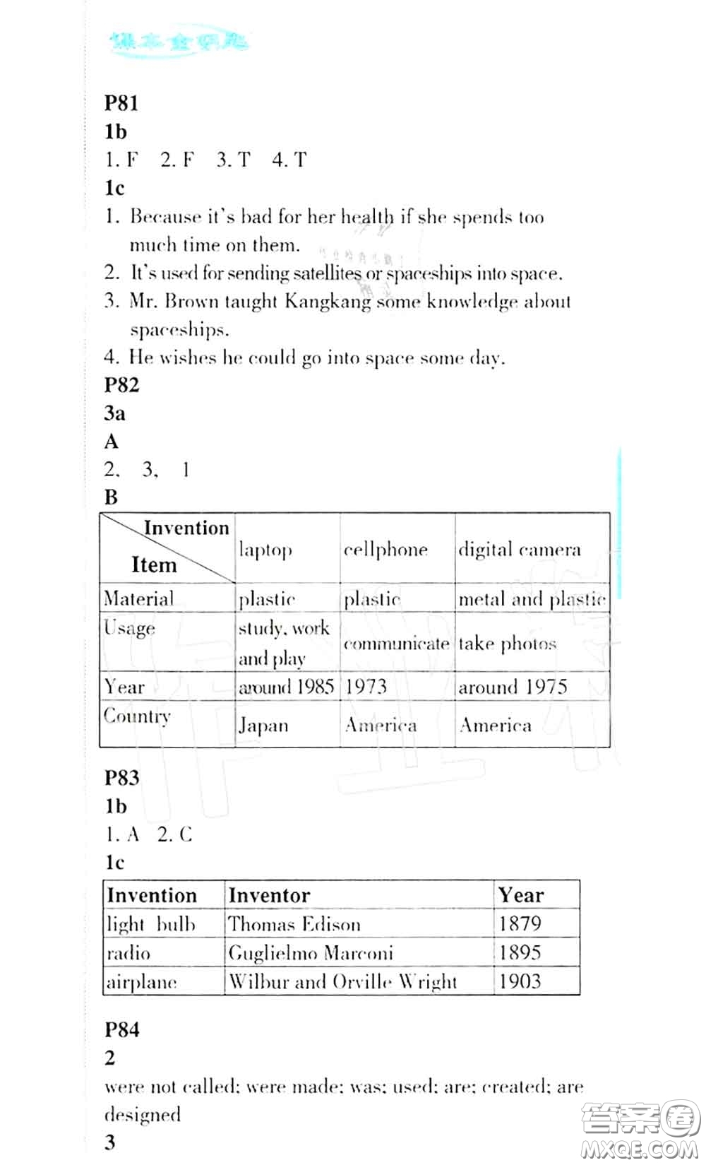 科學(xué)普及出版社2020年課本教材九年級(jí)英語(yǔ)上冊(cè)仁愛(ài)版參考答案