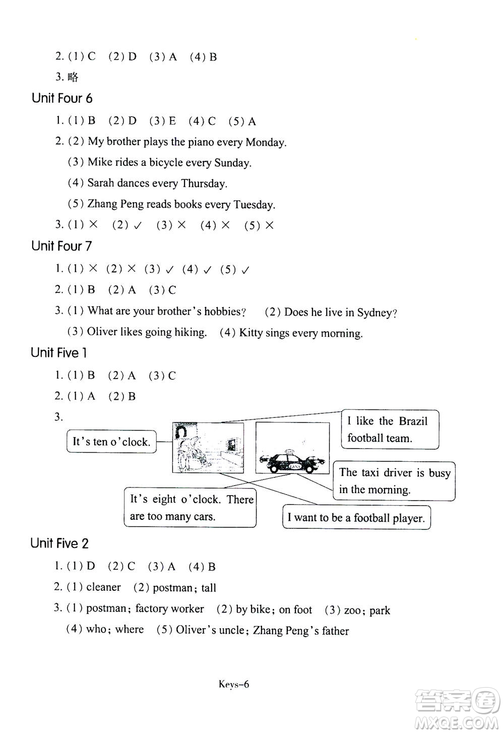 浙江少年兒童出版社2020年每課一練小學(xué)英語(yǔ)六年級(jí)上冊(cè)R人教版答案