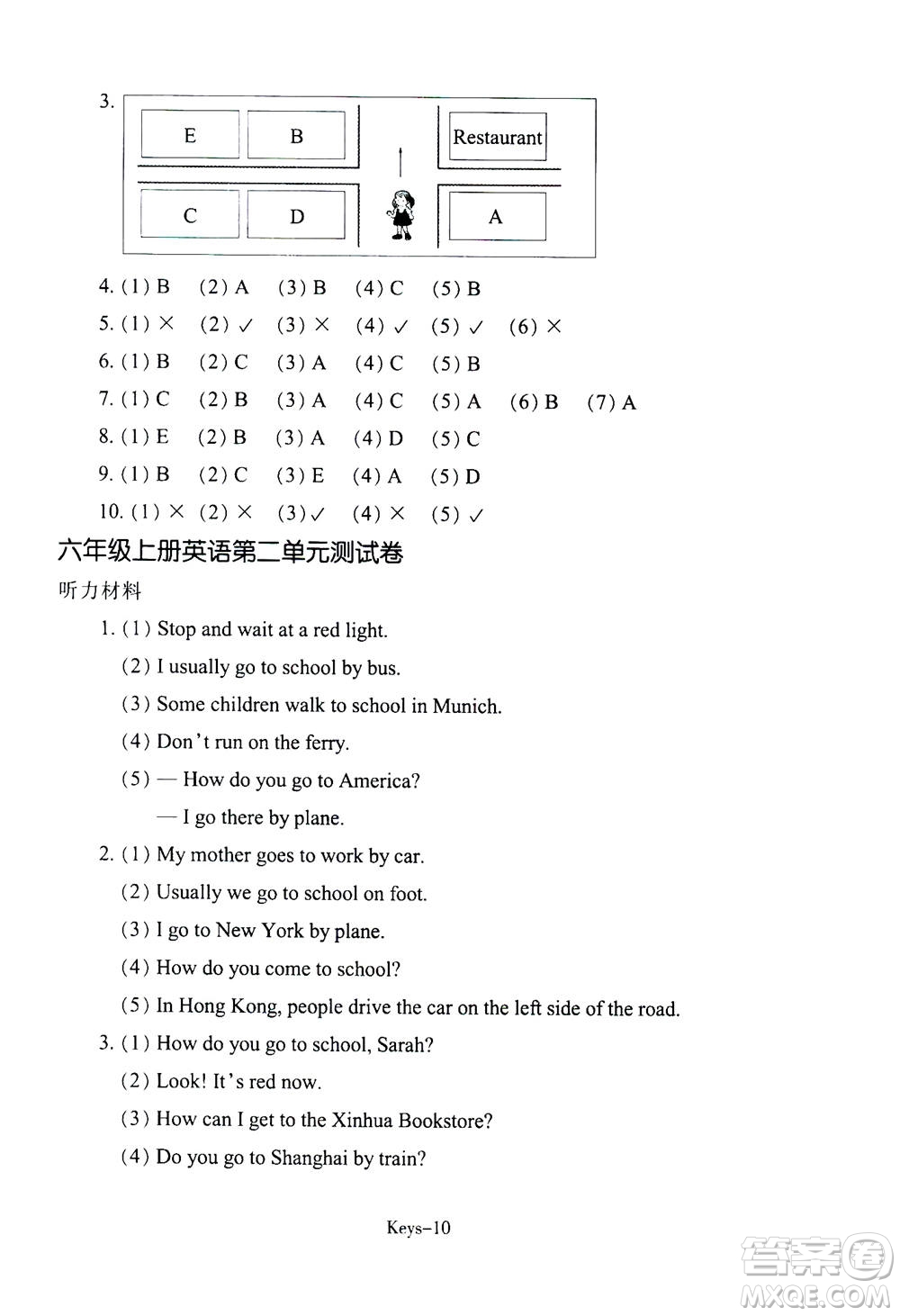 浙江少年兒童出版社2020年每課一練小學(xué)英語(yǔ)六年級(jí)上冊(cè)R人教版答案