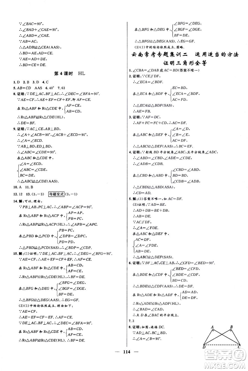 河北少年兒童出版社2020年奪冠百分百新導學課時練數(shù)學八年級上冊人教版答案