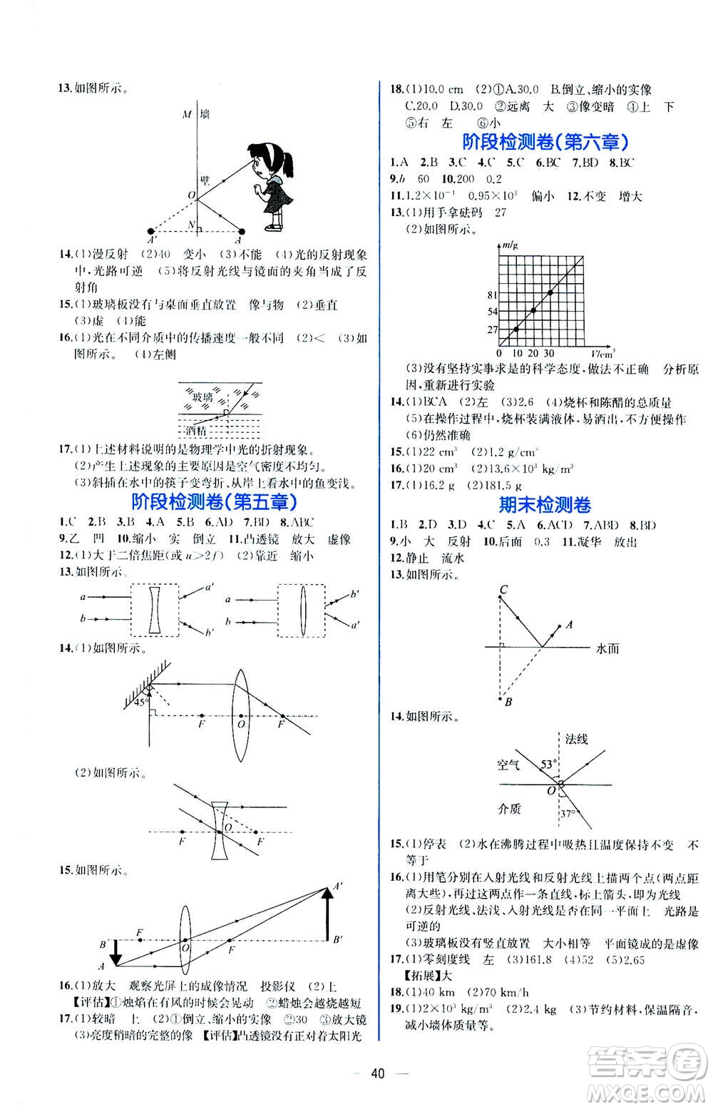 人民教育出版社2020年同步學歷案課時練物理八年級上冊人教版答案