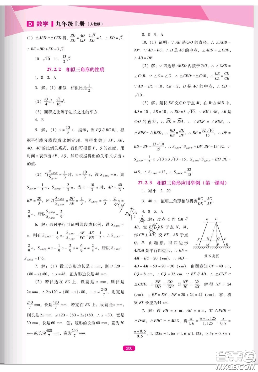 遼海出版社2020新課程能力培養(yǎng)九年級(jí)數(shù)學(xué)上冊(cè)人教D版答案