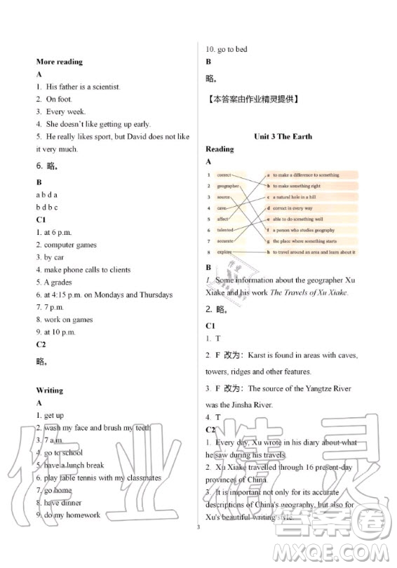 上海教育出版社2019年英語(yǔ)課本同步練習(xí)冊(cè)七年級(jí)上冊(cè)滬教版B版答案