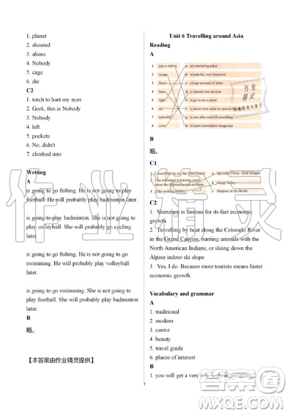 上海教育出版社2019年英語(yǔ)課本同步練習(xí)冊(cè)七年級(jí)上冊(cè)滬教版B版答案