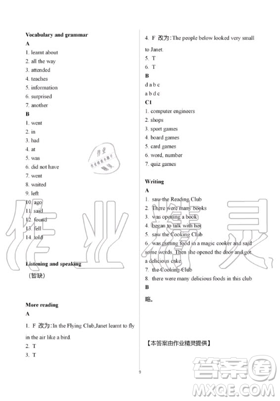 上海教育出版社2019年英語(yǔ)課本同步練習(xí)冊(cè)七年級(jí)上冊(cè)滬教版B版答案