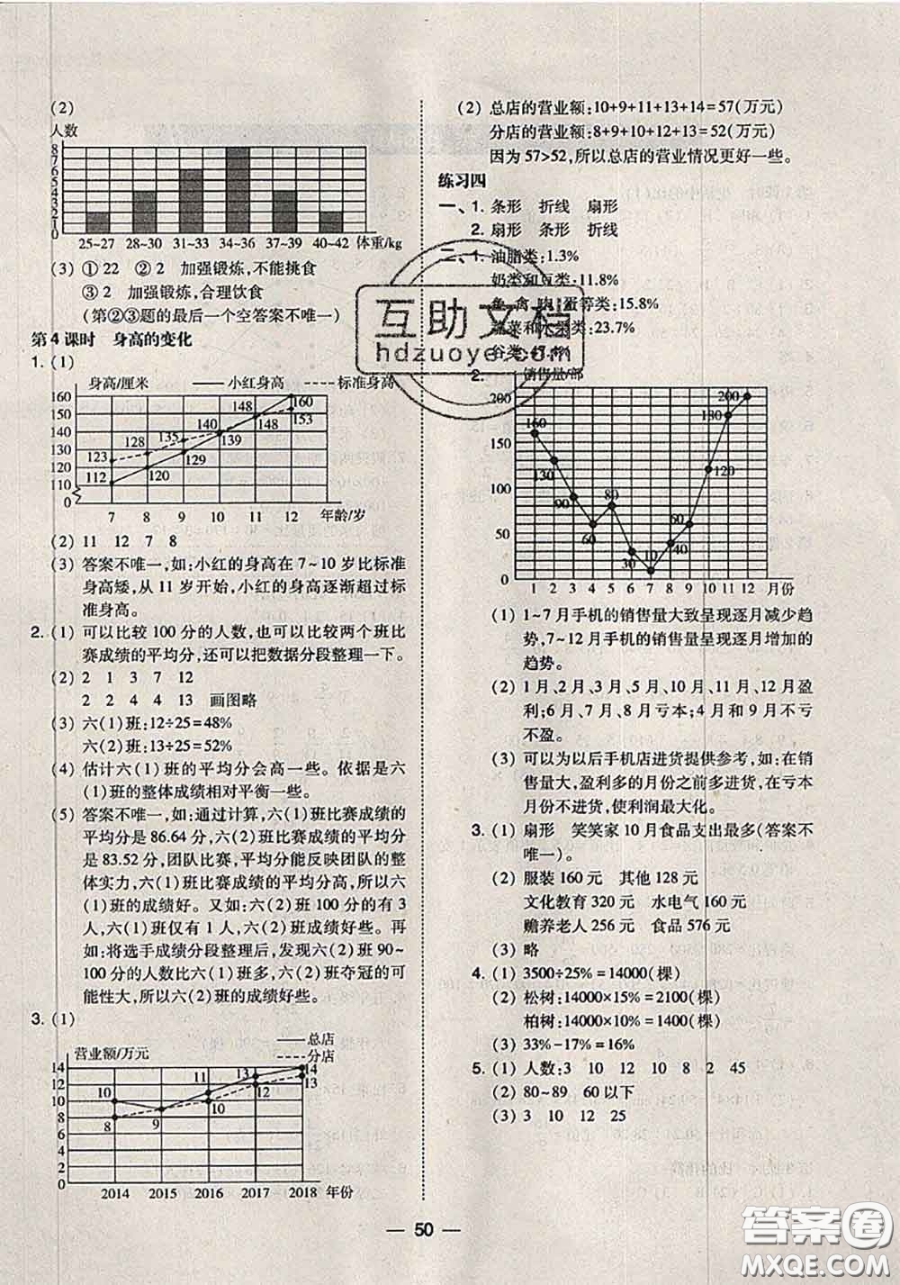 2020秋北大綠卡課時(shí)同步訓(xùn)練六年級(jí)數(shù)學(xué)上冊(cè)北師版參考答案