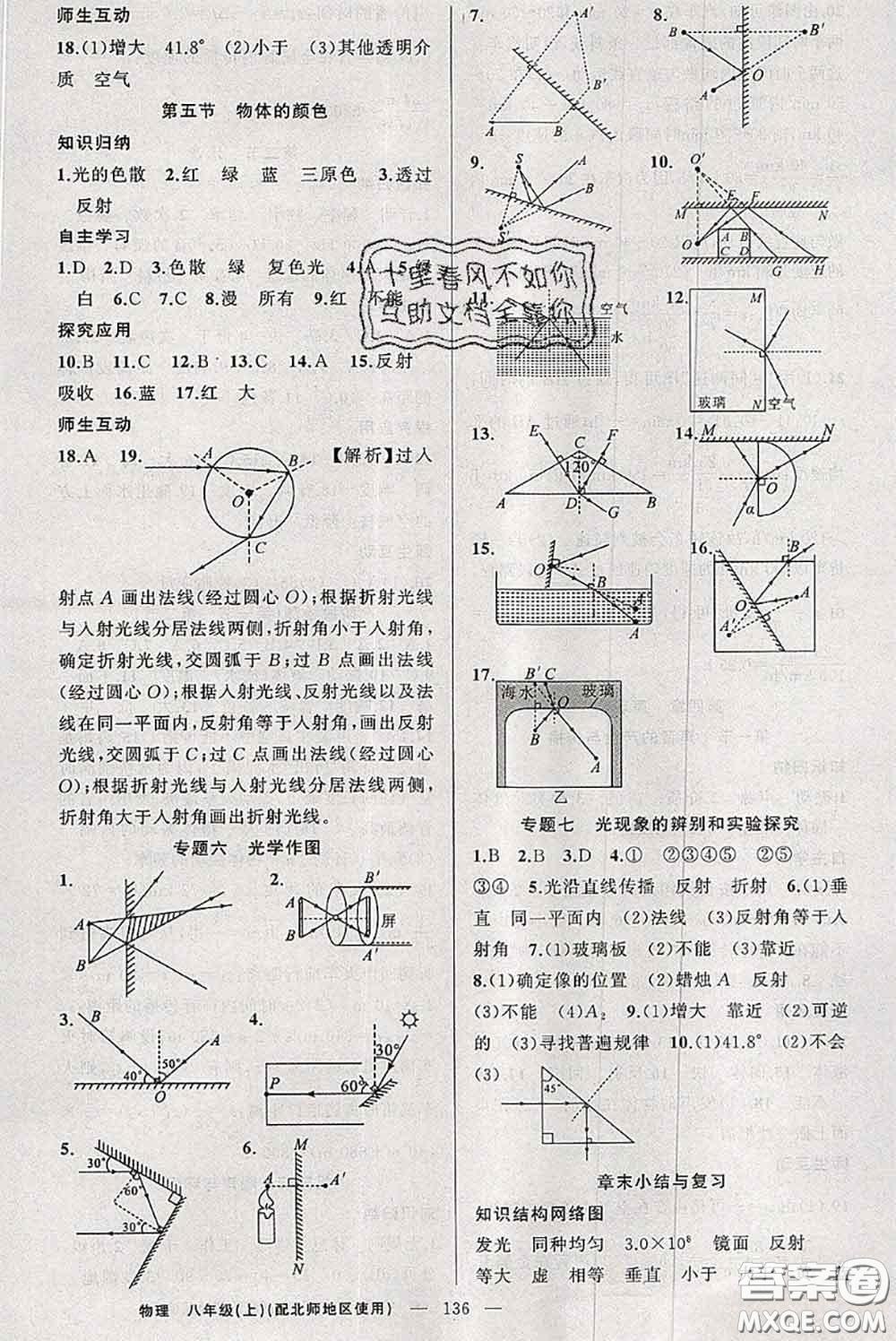 新疆青少年出版社2020秋原創(chuàng)新課堂八年級物理上冊北師版答案