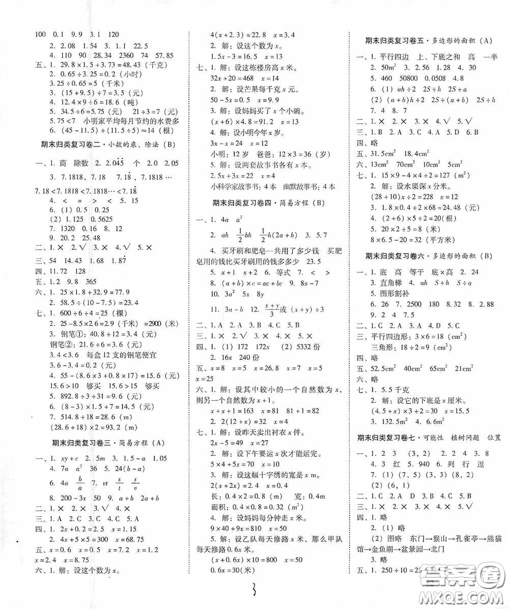 2020秋云南師大附小一線名師核心試卷五年級(jí)數(shù)學(xué)上冊(cè)人教版答案