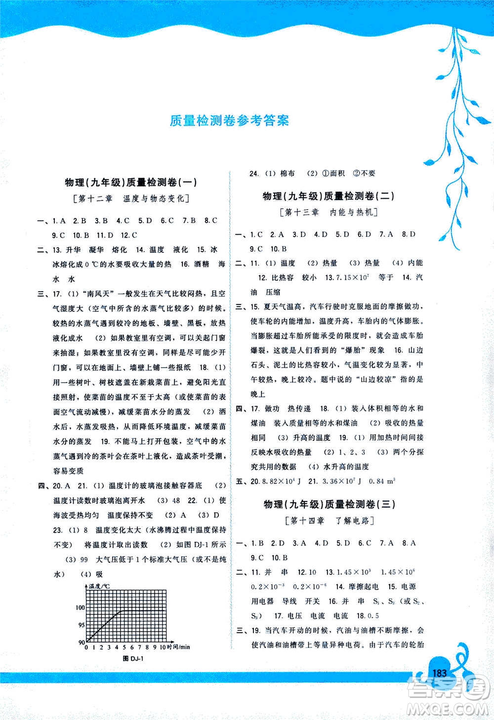 福建人民出版社2020年頂尖課課練物理九年級全一冊滬科版答案