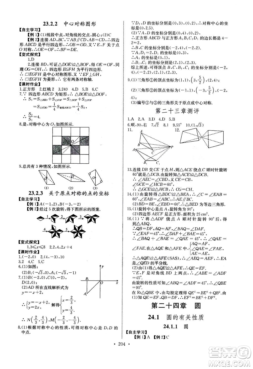 2020年長(zhǎng)江全能學(xué)案同步練習(xí)冊(cè)數(shù)學(xué)九年級(jí)全一冊(cè)人教版答案