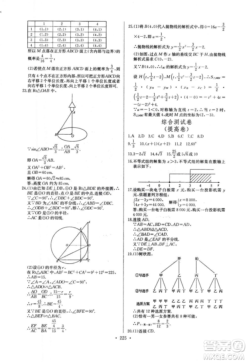 2020年長(zhǎng)江全能學(xué)案同步練習(xí)冊(cè)數(shù)學(xué)九年級(jí)全一冊(cè)人教版答案