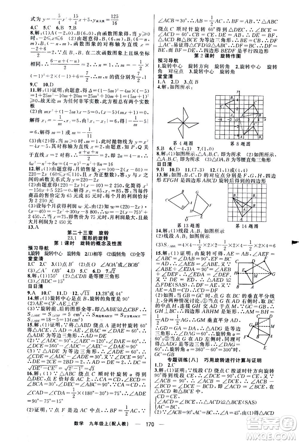 新疆青少年出版社2020年四清導(dǎo)航數(shù)學(xué)九年級(jí)上冊(cè)人教版答案