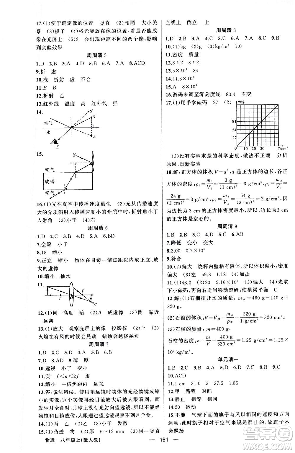 新疆青少年出版社2020年四清導(dǎo)航物理八年級(jí)上冊(cè)人教版版答案