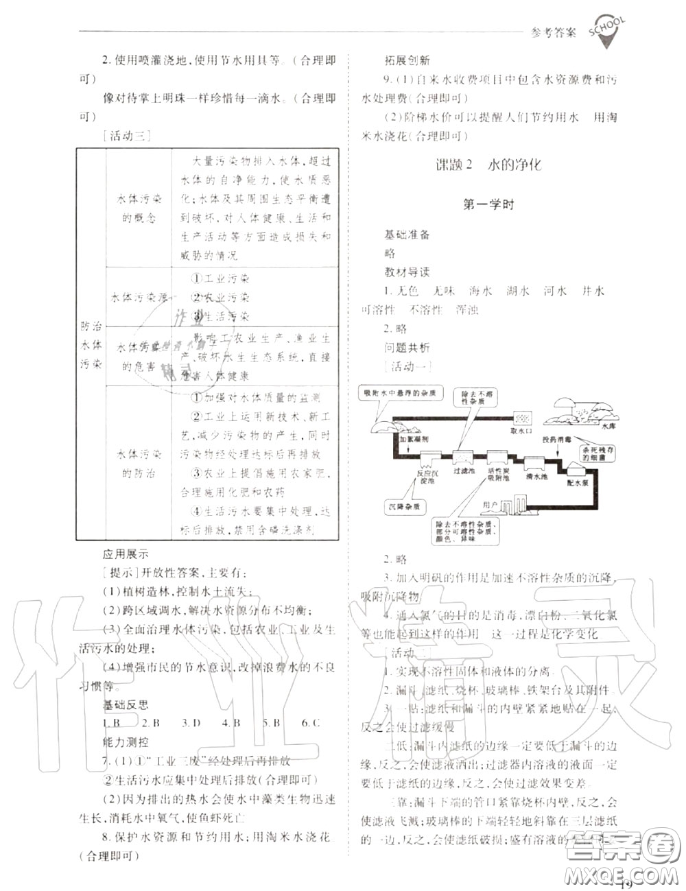 2020年新課程問題解決導(dǎo)學(xué)方案九年級化學(xué)上冊人教版答案