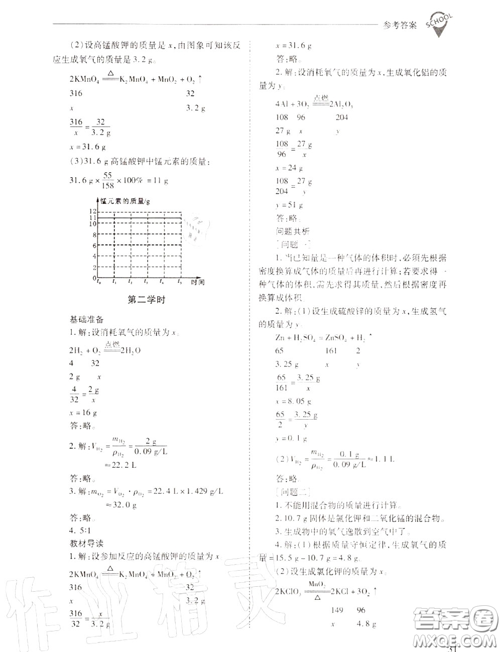 2020年新課程問題解決導(dǎo)學(xué)方案九年級化學(xué)上冊人教版答案