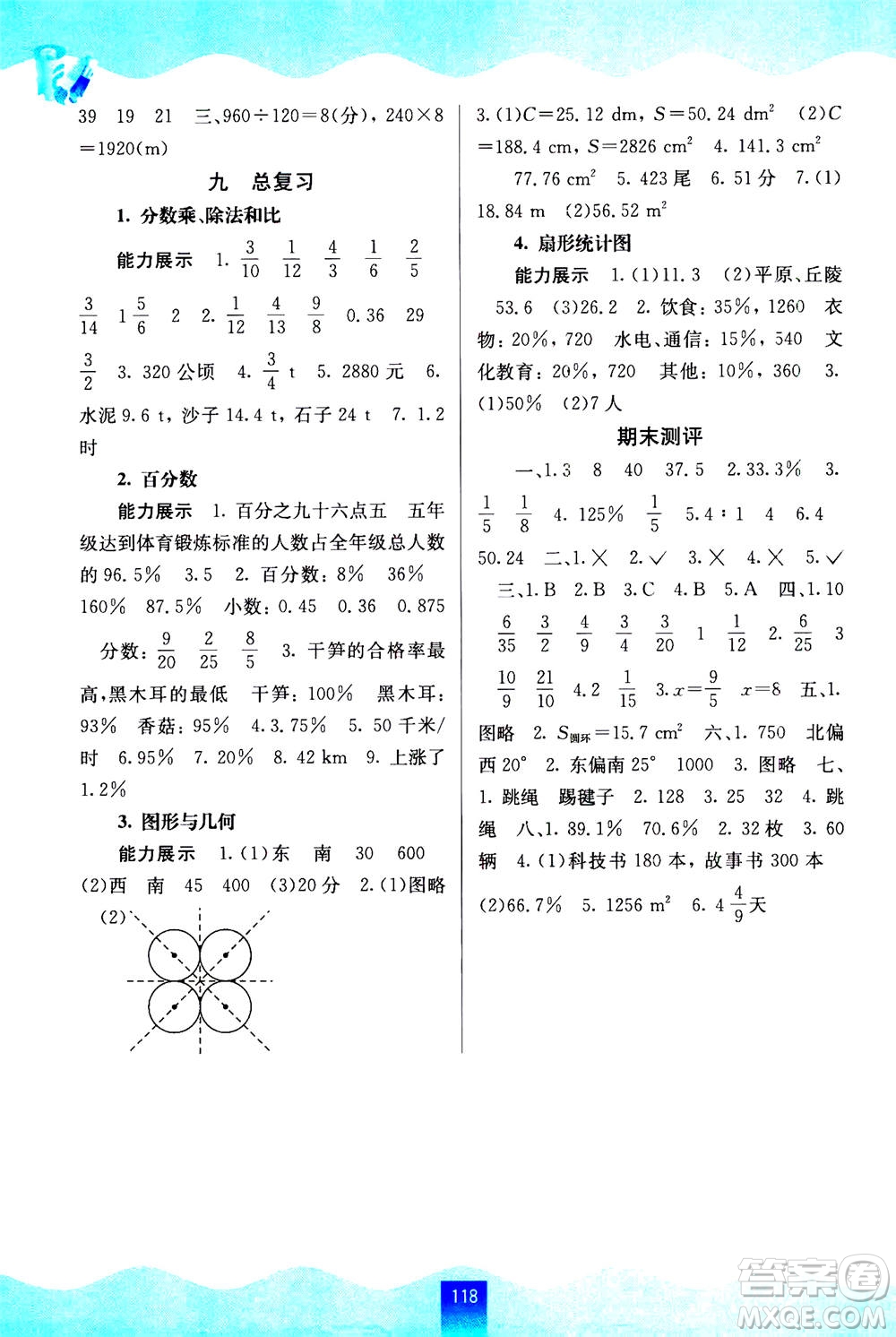 廣西教育出版社2020年自主學(xué)習(xí)能力測(cè)評(píng)數(shù)學(xué)六年級(jí)上冊(cè)人教版答案