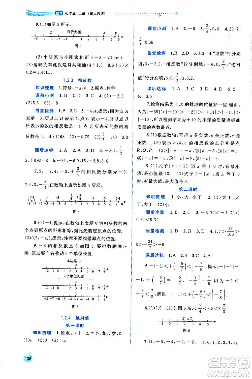 2020年新課程學習與測評同步學習數(shù)學七年級上冊人教版答案