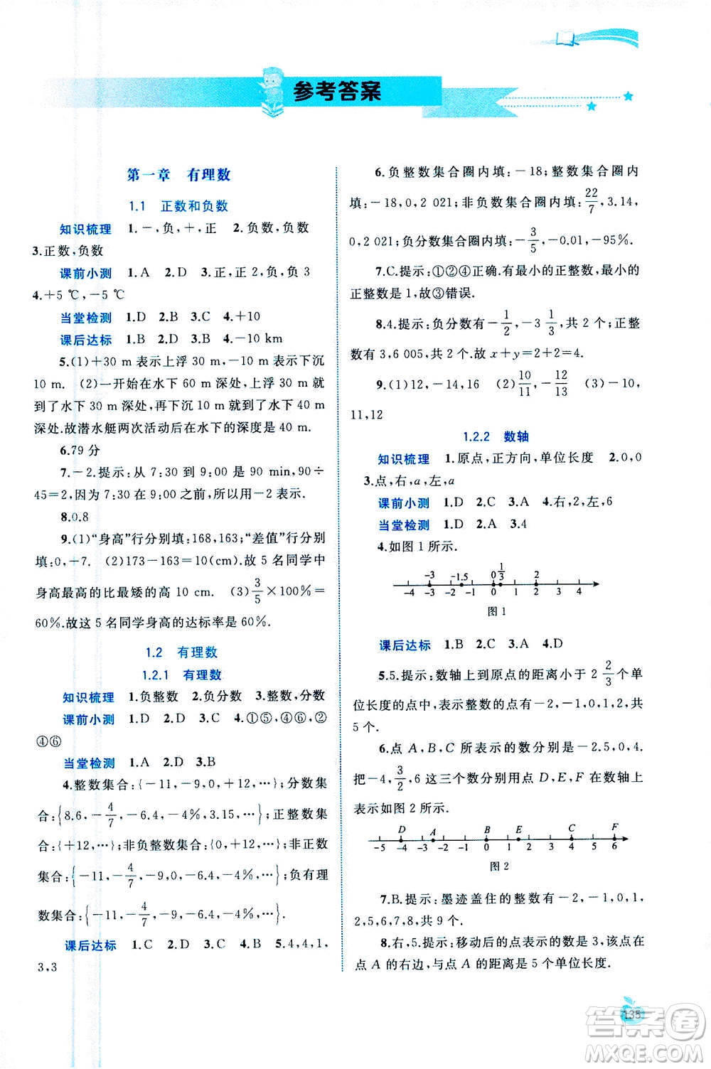 2020年新課程學習與測評同步學習數(shù)學七年級上冊人教版答案