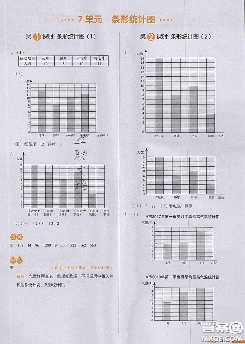 2020秋一本我愛寫作業(yè)四年級數(shù)學上冊人教版參考答案