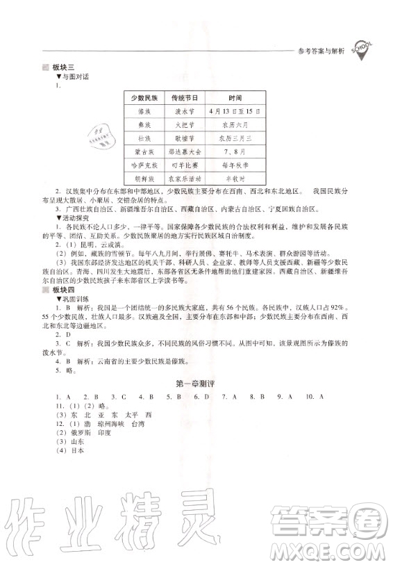 2020年新課程解決問(wèn)題導(dǎo)學(xué)方案八年級(jí)上冊(cè)地理晉教版答案