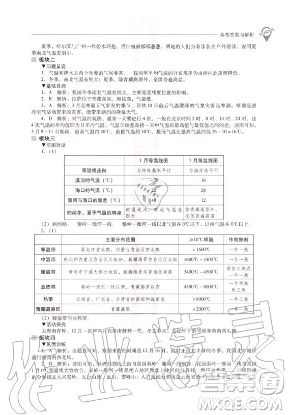 2020年新課程解決問(wèn)題導(dǎo)學(xué)方案八年級(jí)上冊(cè)地理晉教版答案