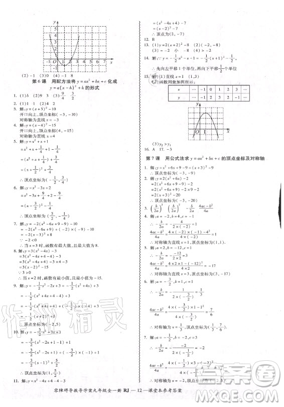 廣州出版社2020年零障礙導(dǎo)教導(dǎo)學(xué)案數(shù)學(xué)九年級全一冊人教版答案