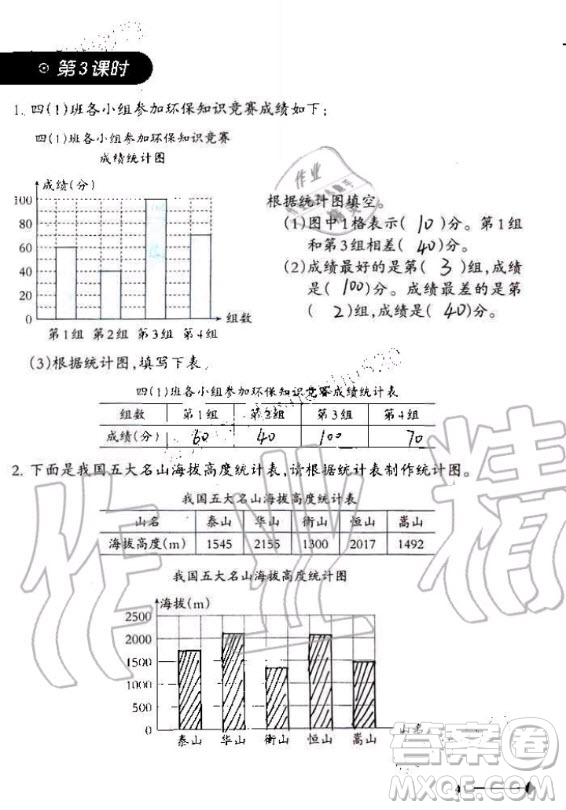 西南師范大學出版社2020年小學數(shù)學同步練習四年級上冊西師大版答案