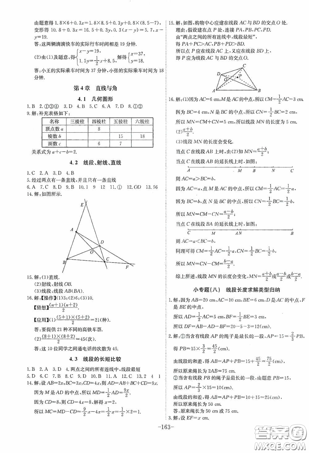 安徽師范大學(xué)出版社2020木牘教育課時A計劃七年級數(shù)學(xué)上冊滬科版答案