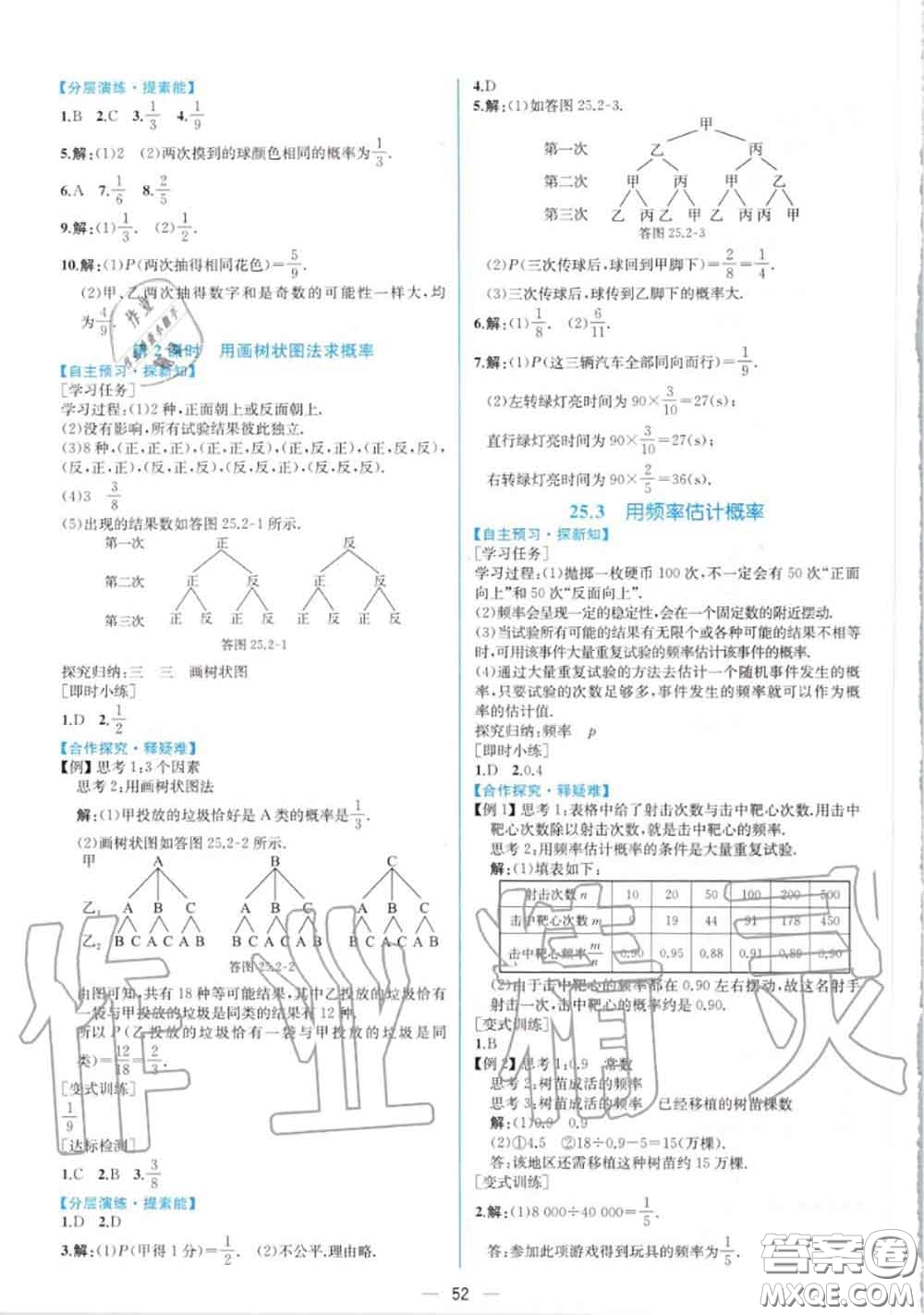 2020秋同步學(xué)歷案課時練九年級數(shù)學(xué)上冊人教版參考答案