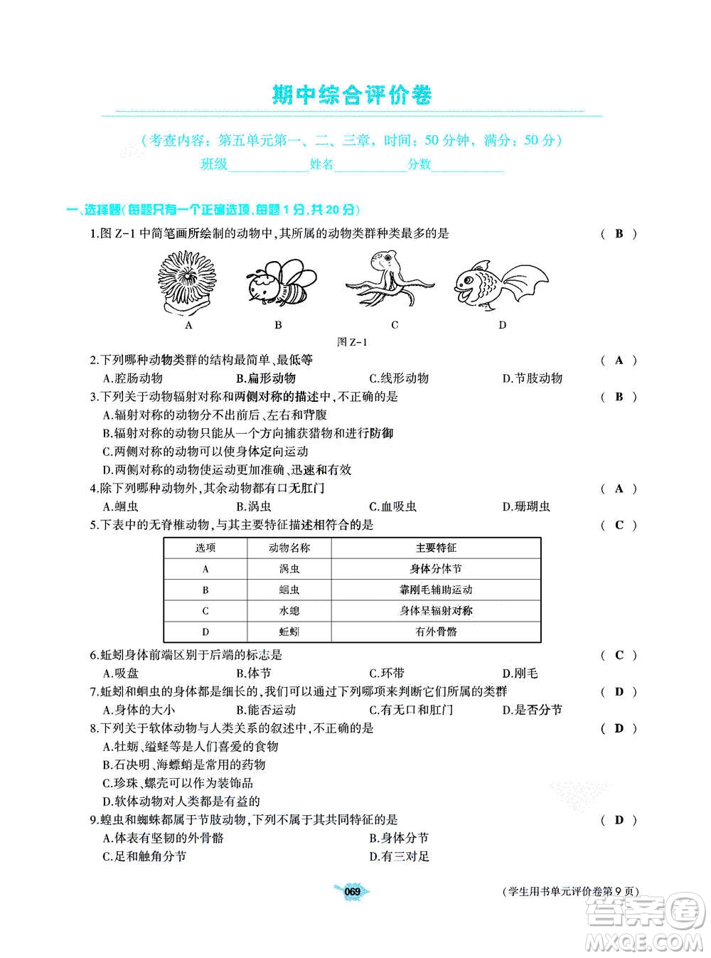 大象出版社2020年基礎(chǔ)訓(xùn)練八年級(jí)上冊(cè)生物學(xué)人教版答案