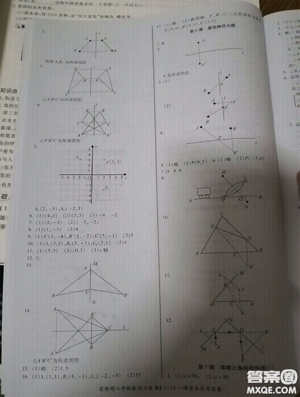 廣州出版社2020秋零障礙導(dǎo)教導(dǎo)學(xué)案八年級數(shù)學(xué)上冊人教版答案