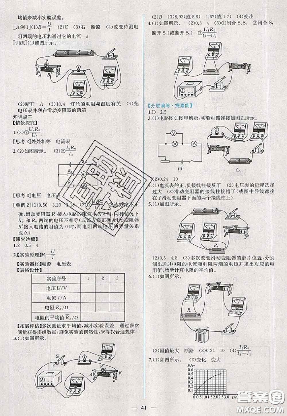 2020年秋同步學(xué)歷案課時(shí)練九年級(jí)物理上冊(cè)人教版參考答案