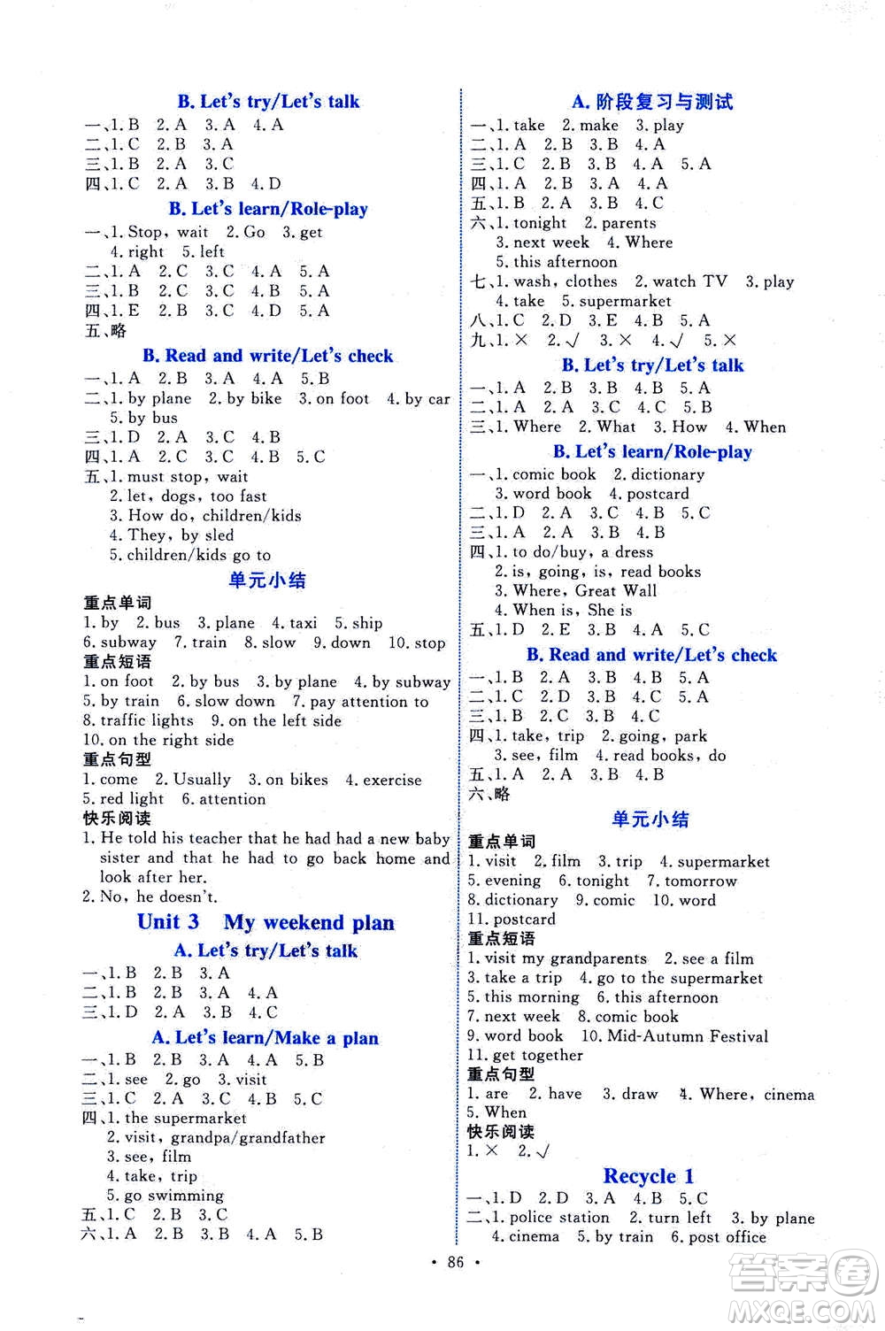 人民教育出版社2020年能力培養(yǎng)與測(cè)試英語六年級(jí)上冊(cè)PEP人教版答案