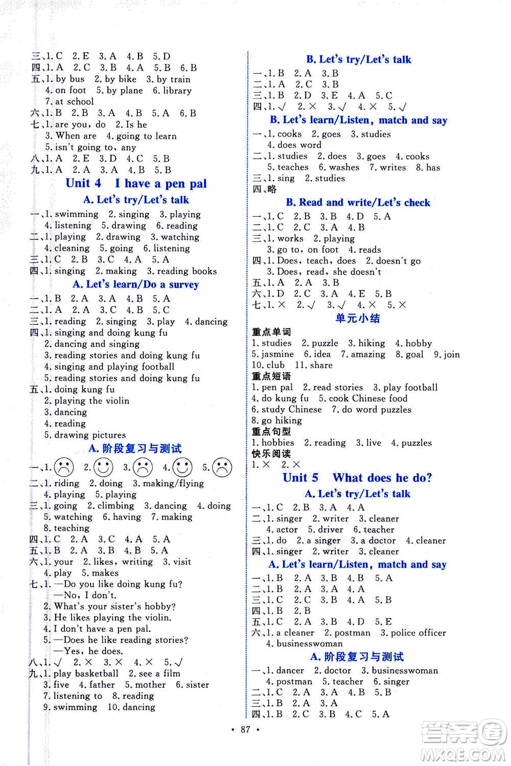 人民教育出版社2020年能力培養(yǎng)與測(cè)試英語六年級(jí)上冊(cè)PEP人教版答案