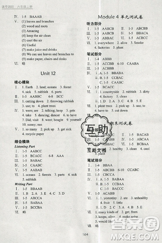 2020秋深圳市小學(xué)英語課堂跟蹤六年級上冊滬教牛津版答案