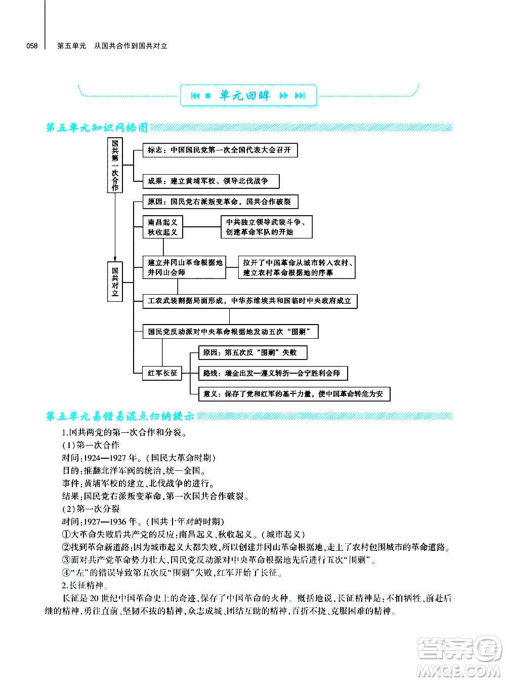 大象出版社2020年基礎(chǔ)訓(xùn)練歷史八年級(jí)上冊(cè)人教版答案