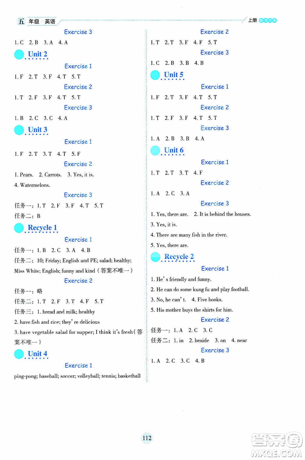 延邊人民出版社2020優(yōu)秀生百分學(xué)生作業(yè)本題練王情景式閱讀型練習(xí)冊(cè)五年級(jí)英語(yǔ)上冊(cè)人教PEP版答案