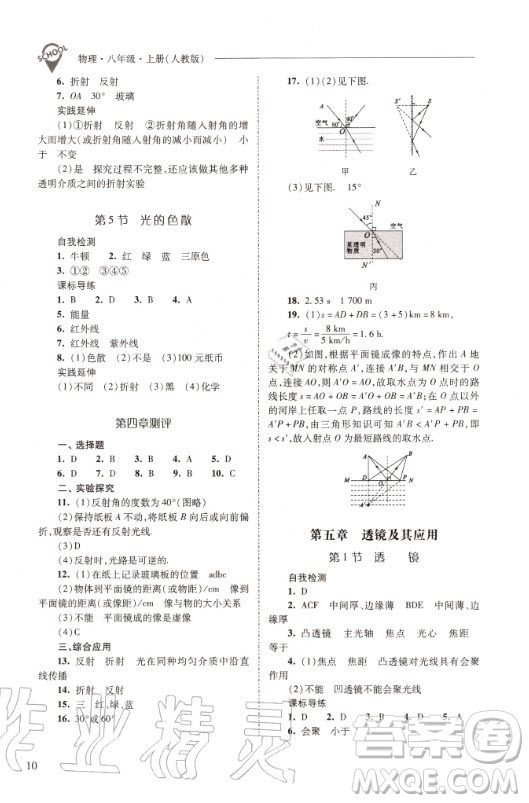 2020年新課程問題解決導(dǎo)學(xué)方案物理八年級(jí)上冊(cè)人教版答案