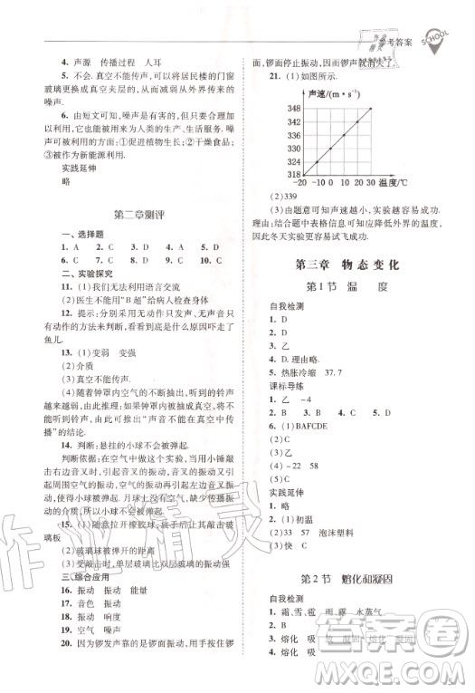 2020年新課程問題解決導(dǎo)學(xué)方案物理八年級(jí)上冊(cè)人教版答案